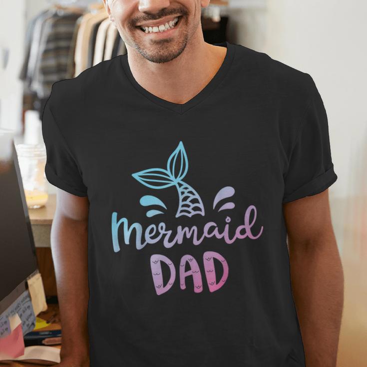 Mermaid Dad Merman Daddy Dad Family Matching Birthday Men's V-Neck T-Shirt Mermaid Dad Merman Daddy Dad Family Matching Birthday Men's V-Neck T-Shirt
