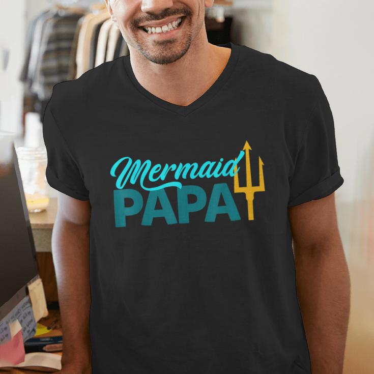 Mermaid Dad Mermaid Papa Grandpa Security Party Small Men's V-Neck T-Shirt