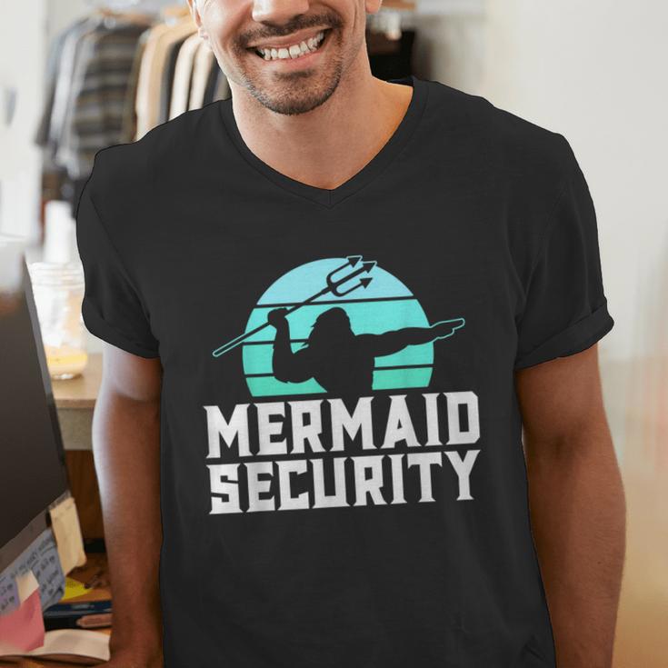 Mermaid Security Shirt Boys Swimmer Dad Merdad Trident Men's V-Neck T-Shirt