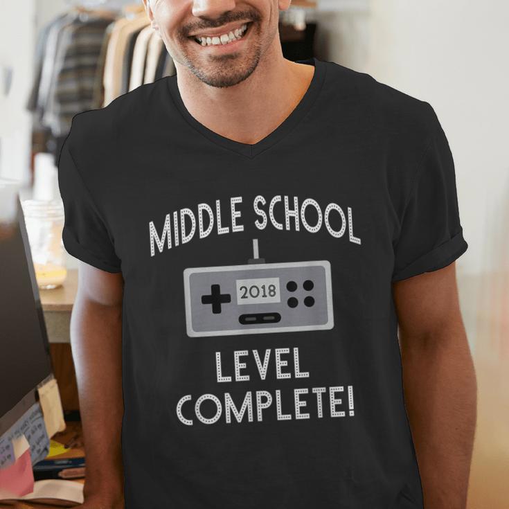 Middle School Graduation Shirt Level Complete Video Gamer Men's V-Neck T-Shirt