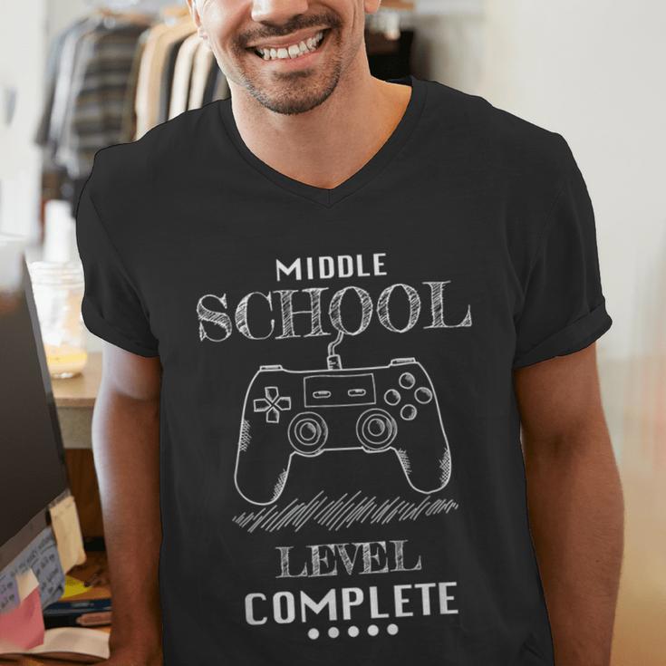 Middle School Level Complete Shirt Graduation Gaming Men's V-Neck T-Shirt