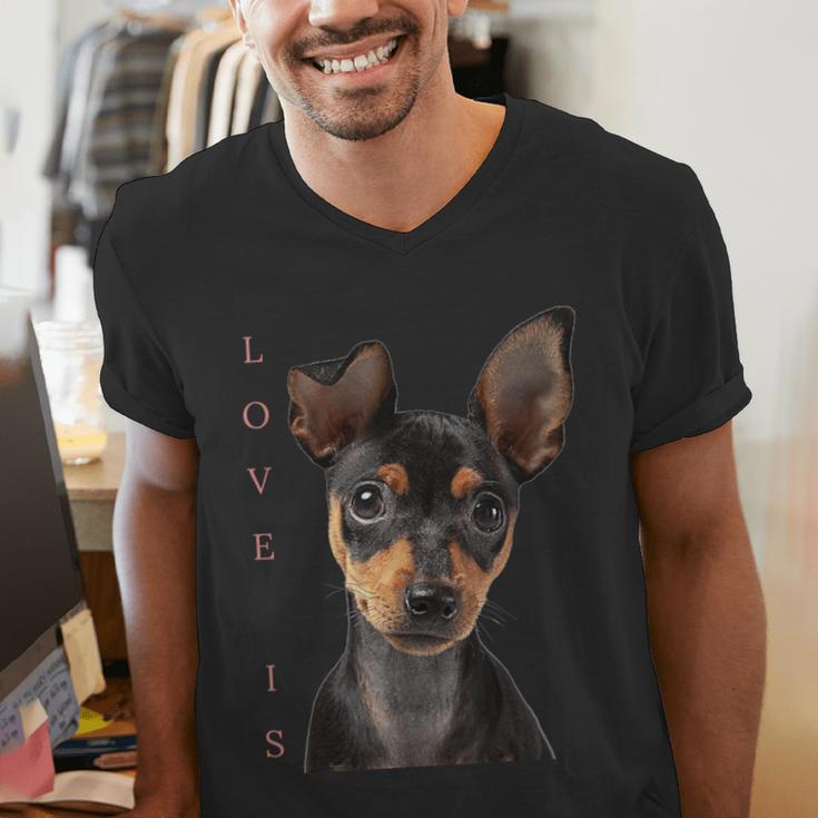 Miniature Pinscher Shirt Dog Mom Dad Tshirt Love Puppy Pet Men's V-Neck T-Shirt