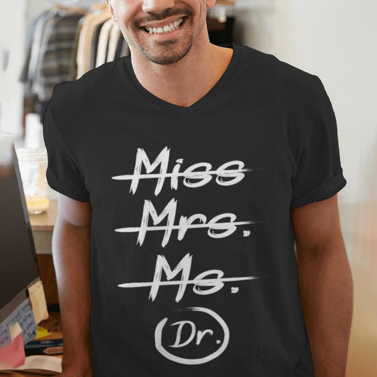 Miss Mrs Ms Dr PhD Graduation Doctorate Graduation Men's V-Neck T-Shirt
