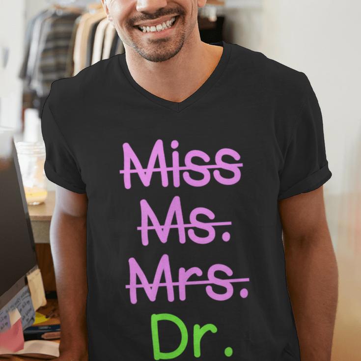MIss Ms Mrs Dr Graduation Phd Pink And Green Class 2021 Men's V-Neck T-Shirt