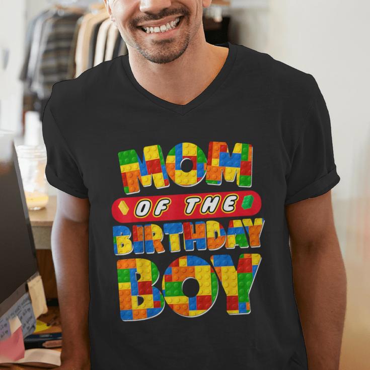 Mom And Dad Birthday Boy Building Bricks Family Party Decor Men's V-Neck T-Shirt