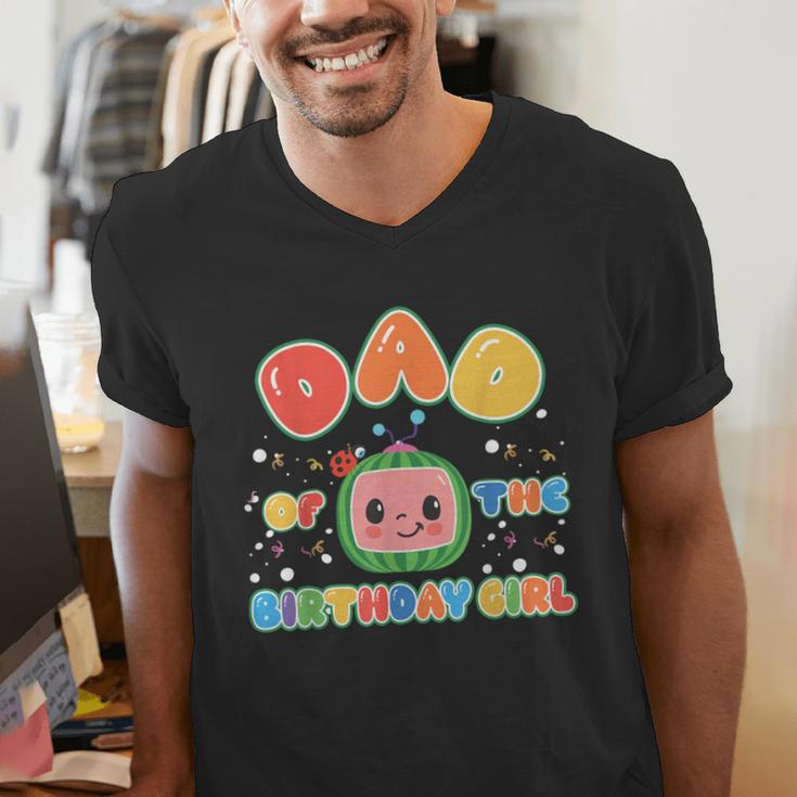Mom And Dad Of The Birthday Girl Melon Family Matching Men's V-Neck T-Shirt
