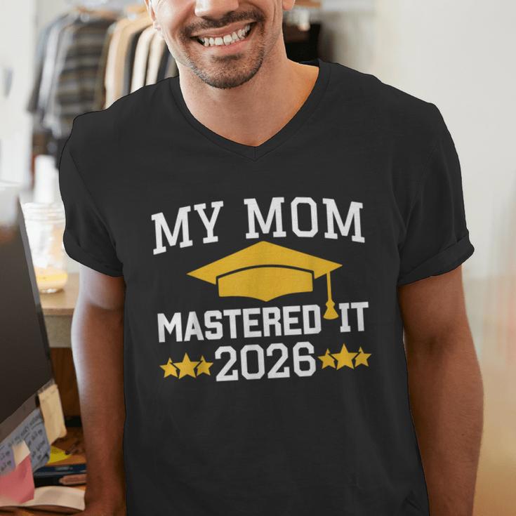 My Mom Mastered It Class Of 2026 Family Masters Graduation Men's V-Neck T-Shirt