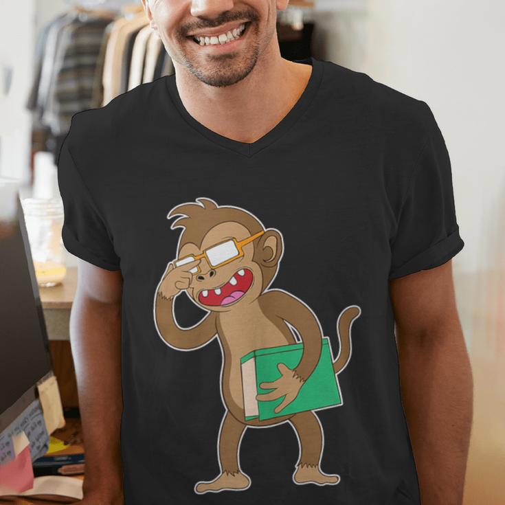 Monkey With a Book Men's V-Neck T-Shirt