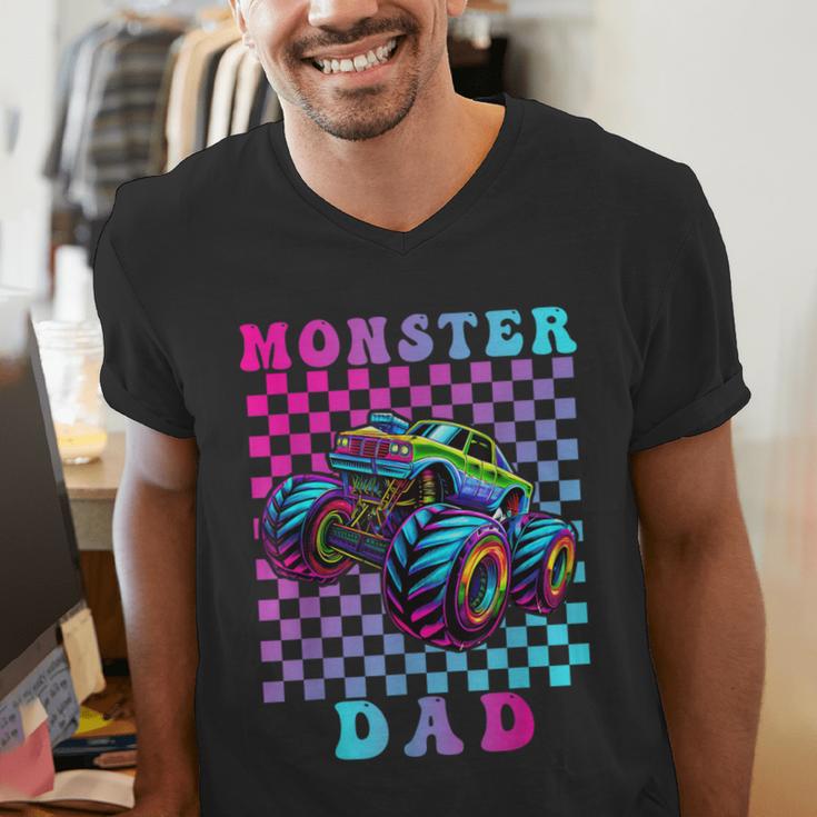 Monster Truck Dad Family Matching Shirt Truck Lovers Men's V-Neck T-Shirt Monster Truck Dad Family Matching Shirt Truck Lovers Men's V-Neck T-Shirt