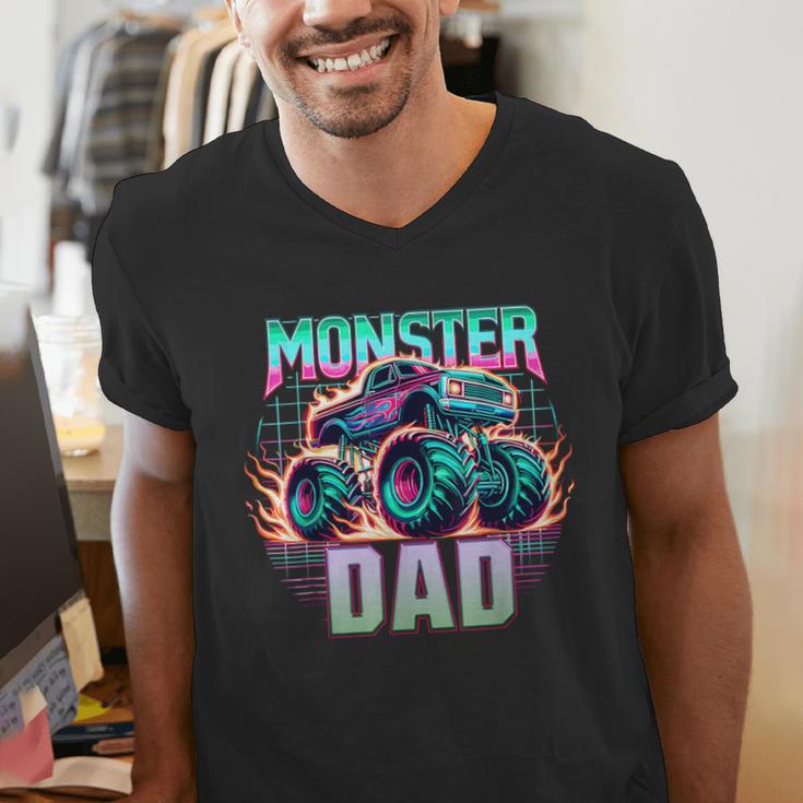 Monster Truck Dad Monster Truck Are My Jam Truck Lovers Men's V-Neck T-Shirt