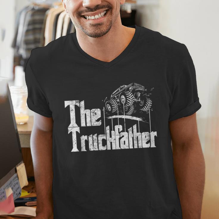 Monster Truck Jam Truckfather Dad Father UTE Pickup Men's V-Neck T-Shirt