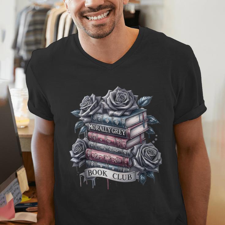 Morally Grey Book Club Floral Book Lover Graphic Men's V-Neck T-Shirt Morally Grey Book Club Floral Book Lover Graphic Men's V-Neck T-Shirt