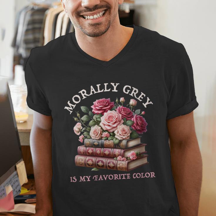 Morally Grey Book Lovers Dark Romance Reader Favorite Color Men's V-Neck T-Shirt
