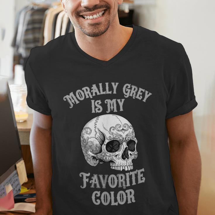 Morally Grey Is My Favorite Color Bookish Skull Men's V-Neck T-Shirt