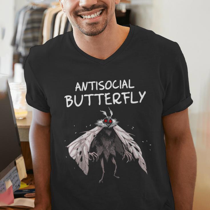 Mothman Shirt Antisocial Butterfly Introvert Cryptid Men's V-Neck T-Shirt Mothman Shirt Antisocial Butterfly Introvert Cryptid Men's V-Neck T-Shirt