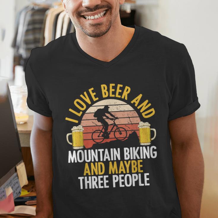 Mountain Biking Beer Drinking Introvert Sayings For Cyclist Men's V-Neck T-Shirt Mountain Biking Beer Drinking Introvert Sayings For Cyclist Men's V-Neck T-Shirt