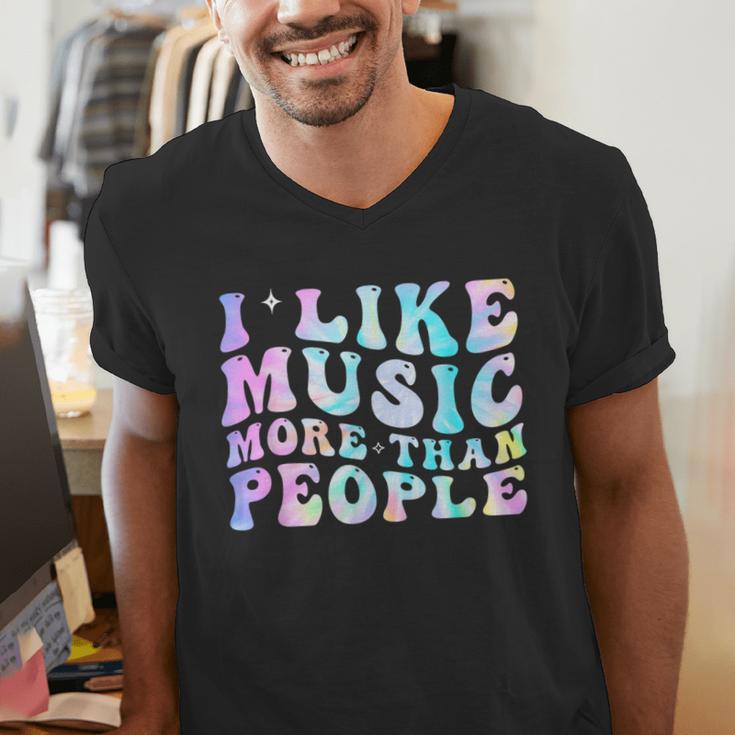 I Like Music More Than People Introvert Musician Retro Men's V-Neck T-Shirt