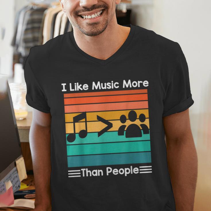 I Like Music More Than People Introvert Saying Quote Men's V-Neck T-Shirt