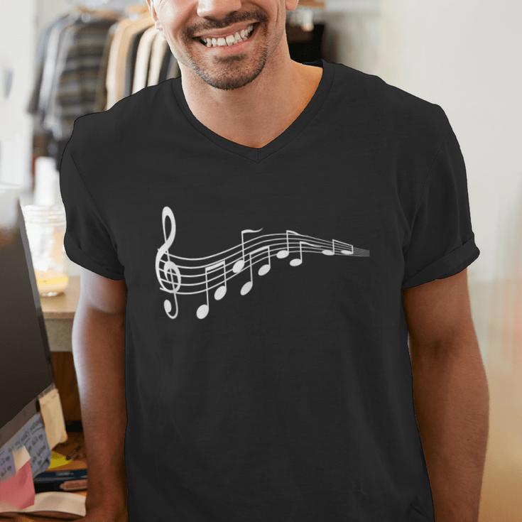 Musical Notes Music Dad Text In Treble Clef T-Shirt T-Shirt Men's V-Neck T-Shirt