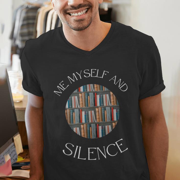 Me Myself And Silence Sarcastic Reading Books Introvert Top Men's V-Neck T-Shirt Me Myself And Silence Sarcastic Reading Books Introvert Top Men's V-Neck T-Shirt