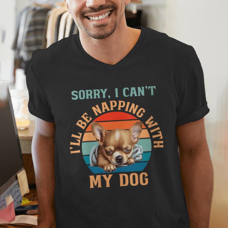 Napping Chihuahua Dog Breed Sleeping Pet Pup Introvert Men's V-Neck T-Shirt