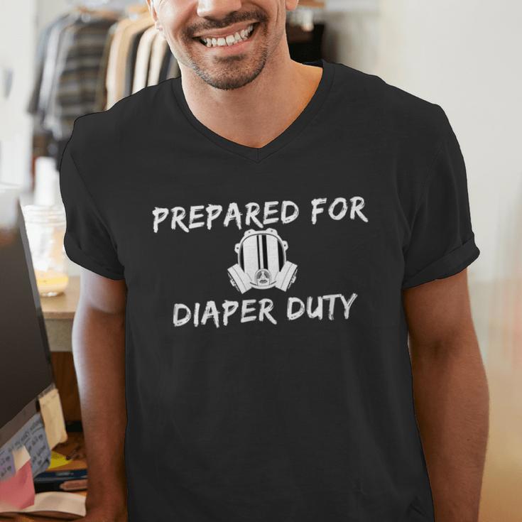 New Dad Prepared For Diaper Duty Saying Quote Men's V-Neck T-Shirt