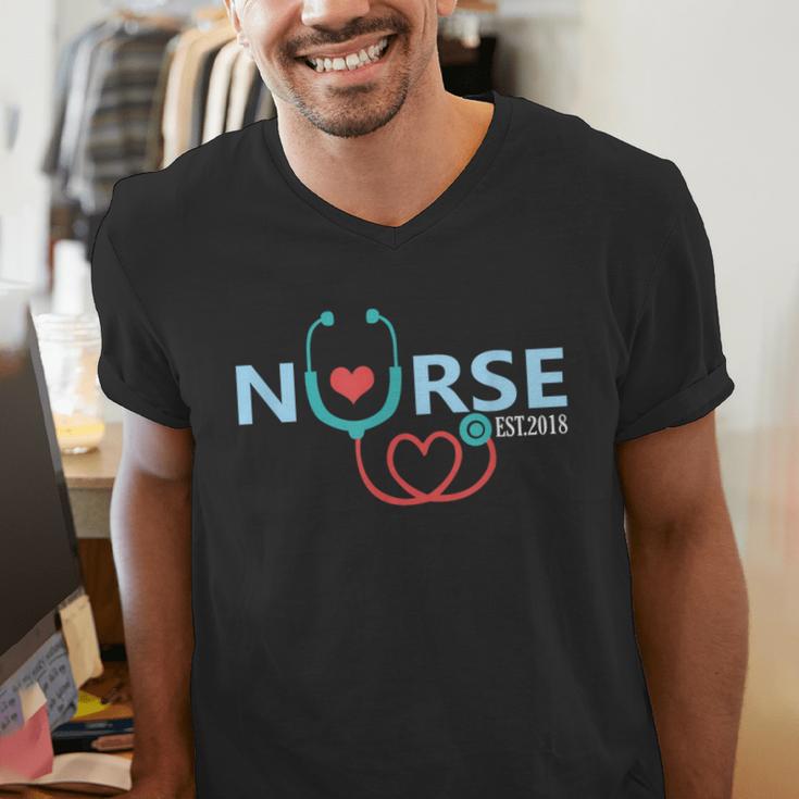 New Nurse Est 2018 T-Shirt Nursing School Graduation Men's V-Neck T-Shirt