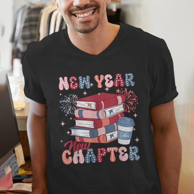 New Year New Chapter Happy New Year 2025 Book Lover Men's V-Neck T-Shirt New Year New Chapter Happy New Year 2025 Book Lover Men's V-Neck T-Shirt