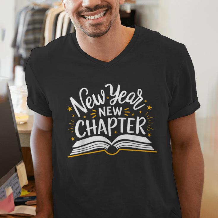 New Year New Chapter Happy New Year 2025 Book Men's V-Neck T-Shirt New Year New Chapter Happy New Year 2025 Book Men's V-Neck T-Shirt
