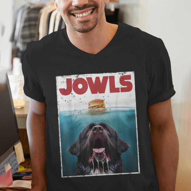 Newfoundland Dog Newfie Lab Jowls Burger Dog Mom Dad Men's V-Neck T-Shirt Newfoundland Dog Newfie Lab Jowls Burger Dog Mom Dad Men's V-Neck T-Shirt