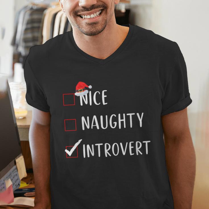 Nice Naughty Introvert List Christmas Introvert Men's V-Neck T-Shirt Nice Naughty Introvert List Christmas Introvert Men's V-Neck T-Shirt