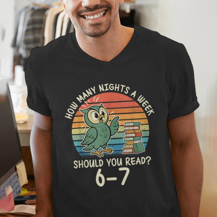 How Many Nights a Week Should You Read 67 Book Reading Meme Men's V-Neck T-Shirt