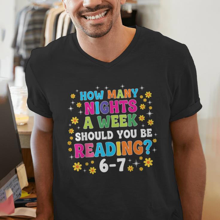 How Many Nights A Week Should You Be Reading 6-7 Book Lovers Men's V-Neck T-Shirt
