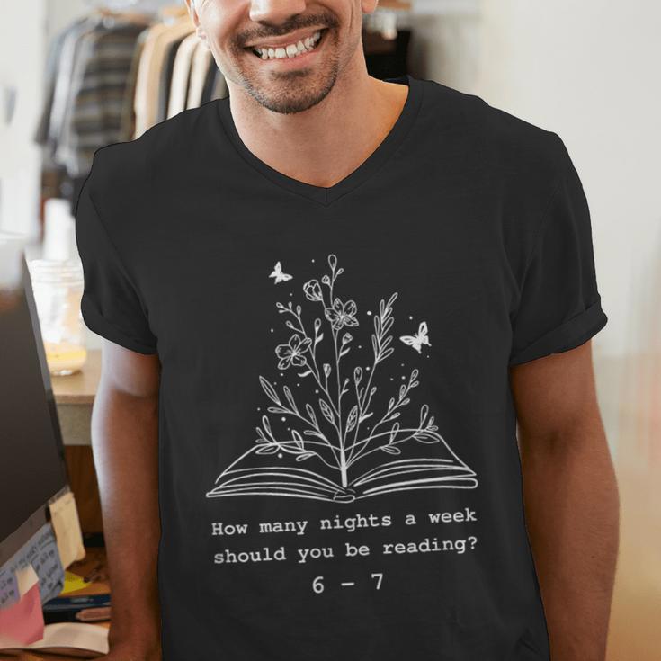 How Many Nights a Week Should You Be Reading 67 Meme Book Men's V-Neck T-Shirt