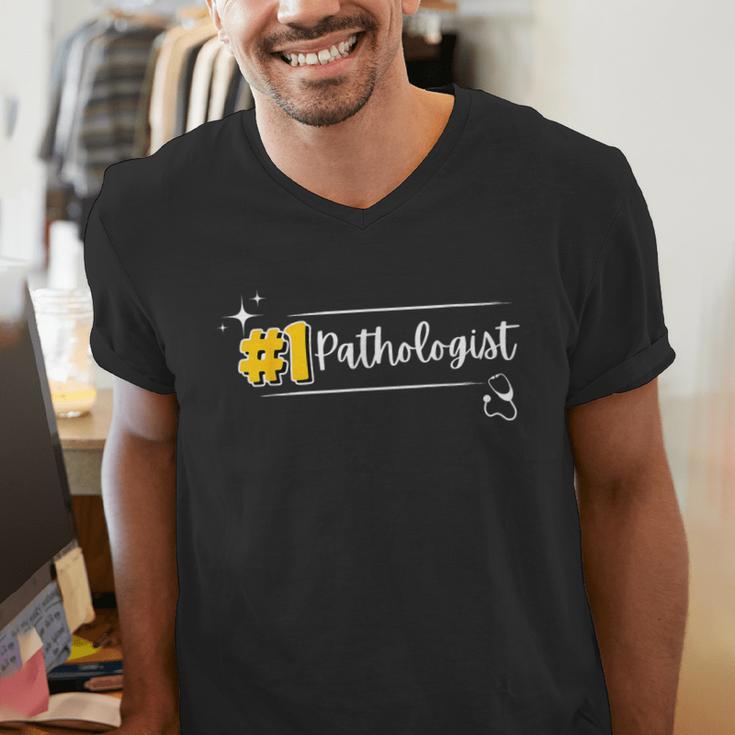No 1 Pathologist Graduation Anniversairy Birthday Hospital Men's V-Neck T-Shirt