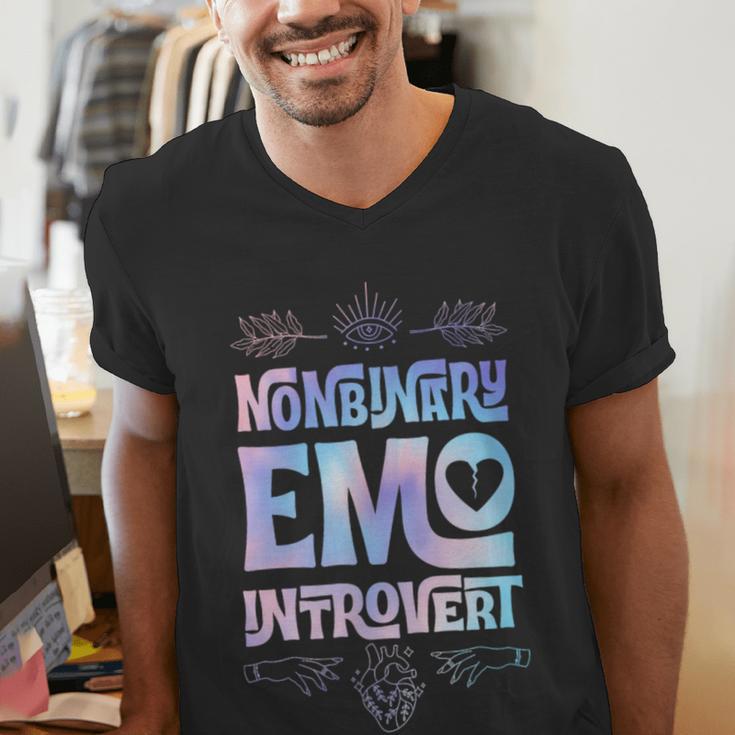 Nonbinary Emo Introvert Pride Trendy Mystic Teen Goth Style Men's V-Neck T-Shirt Nonbinary Emo Introvert Pride Trendy Mystic Teen Goth Style Men's V-Neck T-Shirt