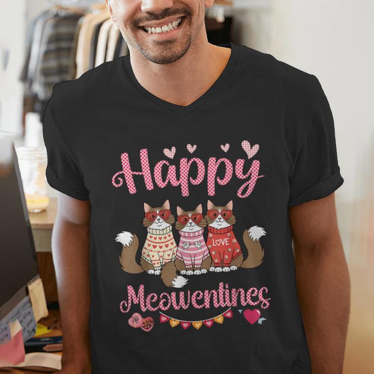 Norwegian Forest Cat Happy Meowentines Valentine Dad Mom Men's V-Neck T-Shirt Norwegian Forest Cat Happy Meowentines Valentine Dad Mom Men's V-Neck T-Shirt