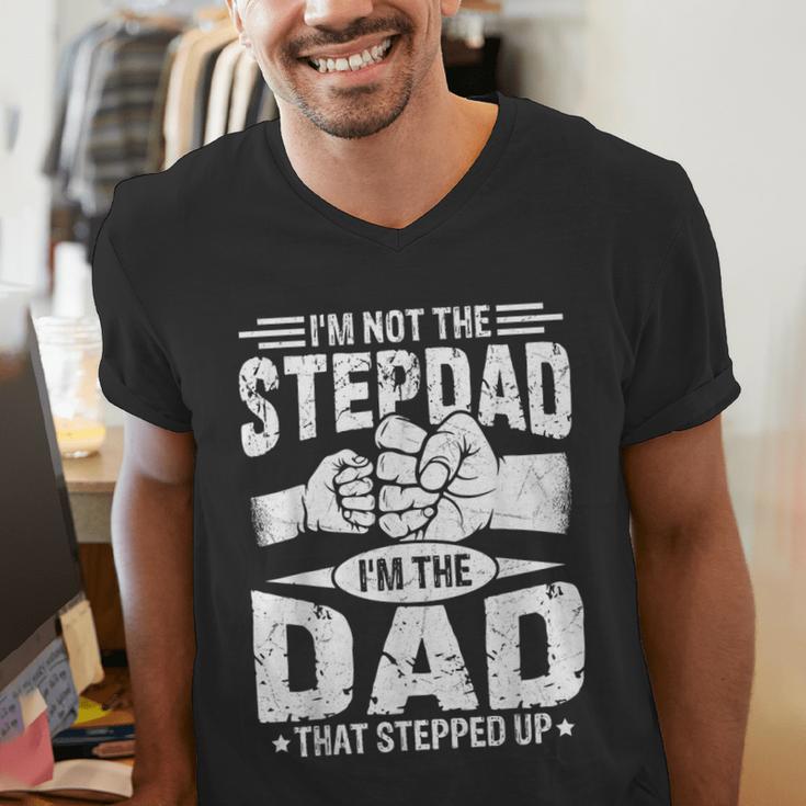 Not The Stepdad Dad That Stepped Up Fathers Day 2025 Men's V-Neck T-Shirt