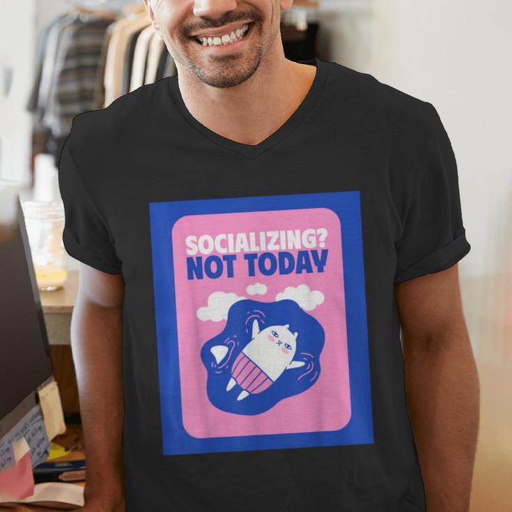 Not Today Cool Fun Cute Introvert Cat Character Men's V-Neck T-Shirt Not Today Cool Fun Cute Introvert Cat Character Men's V-Neck T-Shirt