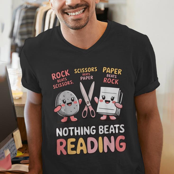 Nothing Goes Beyond Reading Rock Paper Scissors Book Men's V-Neck T-Shirt