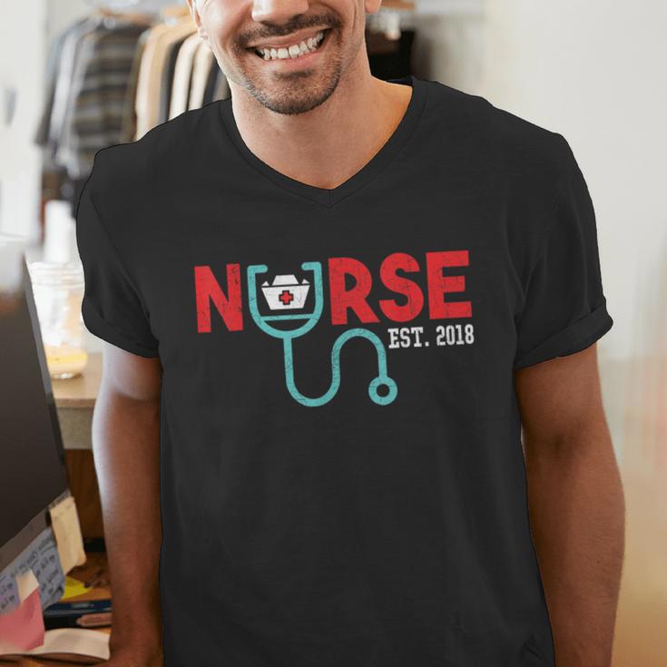 Nurse Est 2018 New Graduation Nursing School T-Shirt Men's V-Neck T-Shirt