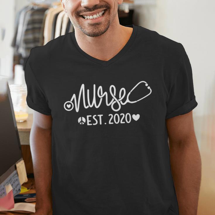 Nurse Established 2020 Nursing School RN Nurse Graduation Men's V-Neck T-Shirt