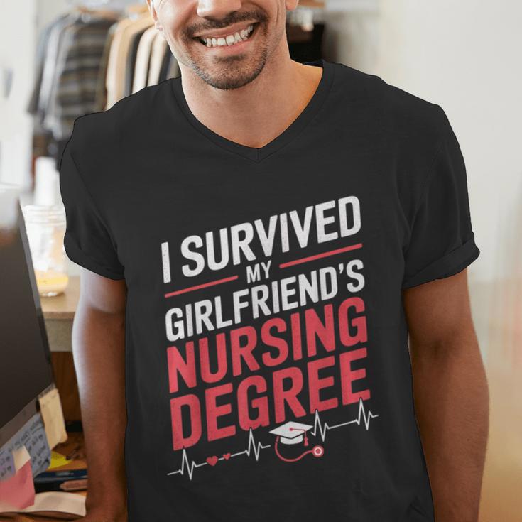 Nurse Graduation I Survived My Girlfriends Nursing Degree Men's V-Neck T-Shirt