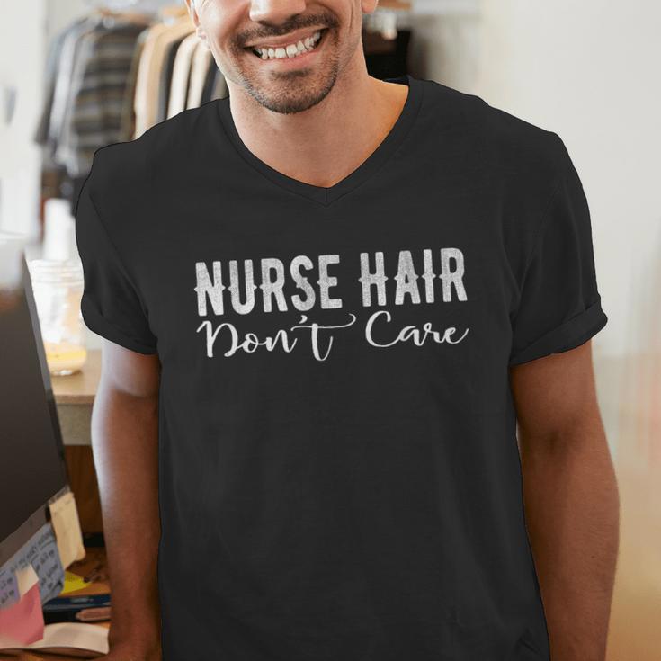 Nurse Hair Don't Care Cute Nursery Graduation Men's V-Neck T-Shirt