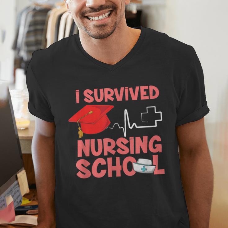 Nurse Survived Nursing School Graduation Men's V-Neck T-Shirt