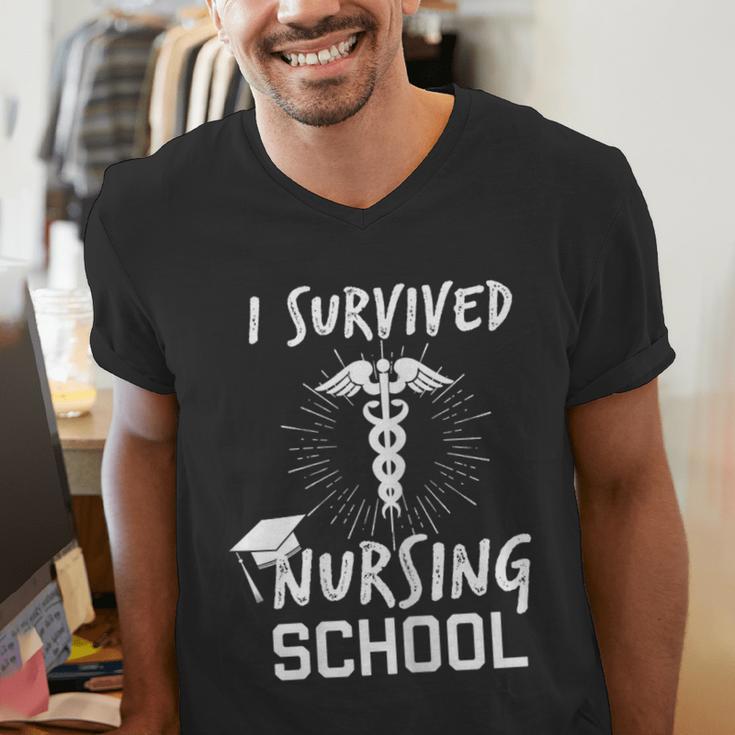 Nursing School Graduation Shirt I Survived RN Gift Men's V-Neck T-Shirt