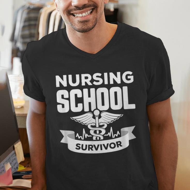 Nursing School Survivor Senior Nurse Graduation TShirt Men's V-Neck T-Shirt