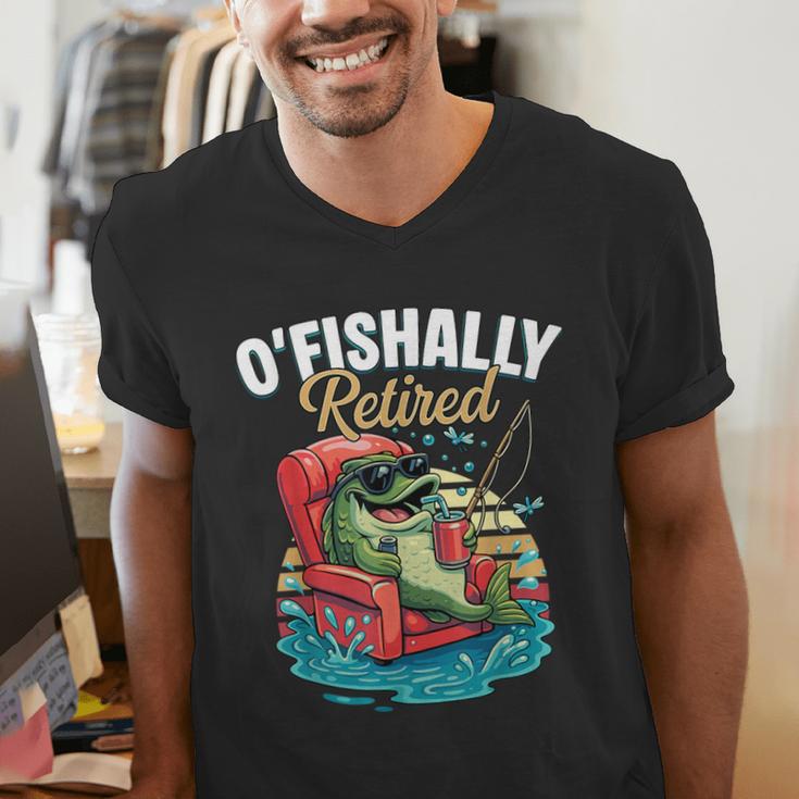 O'Fishally Retired Fishing Retirement Fisherman Dad Men's V-Neck T-Shirt