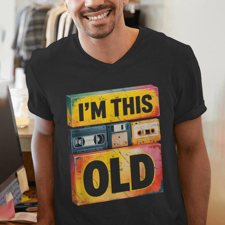 Im This Old Retro 80s 90s VHS Cassette Floppy Disk Nostalgia Men's V-Neck T-Shirt Im This Old Retro 80s 90s VHS Cassette Floppy Disk Nostalgia Men's V-Neck T-Shirt