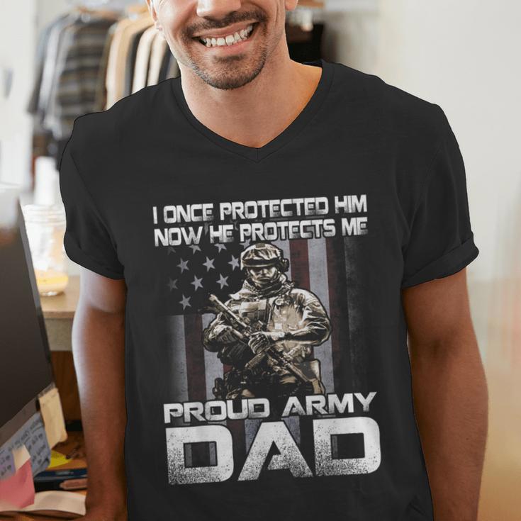 I Once Protected Him Now He Protects Me Proud Army Dad Men's V-Neck T-Shirt